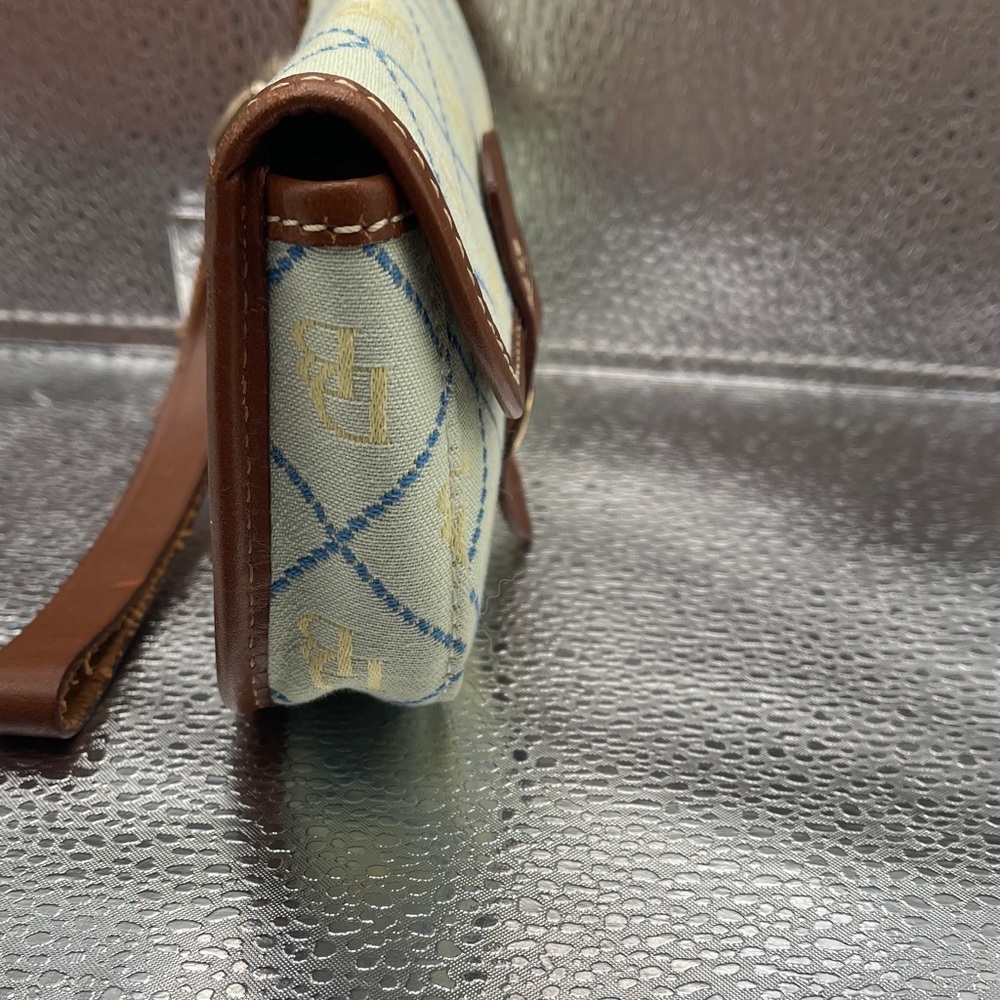 Dooney & Bourke Cream, Blue and Brown Pouch by Dooney & Bourke Pouch Wristlet - Picture 4 of 9